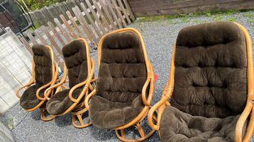 Fauteuils vintage en rotin pivotants avec coussins, Enlèvement, Utilisé, Rotin