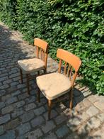 2 vintage KOK stoelen. Beukenhout met skai leren zitting., Huis en Inrichting, Stoelen, Ophalen, Gebruikt, Hout