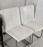 Chaises blanches en cuir comme neufs, Maison & Meubles, Enlèvement, Comme neuf, Cuir