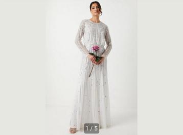 Robe de mariée Coast XS à manches ivoire-argent New Modern !, Enlèvement ou Envoi, Neuf, Blanc, Robe de mariée