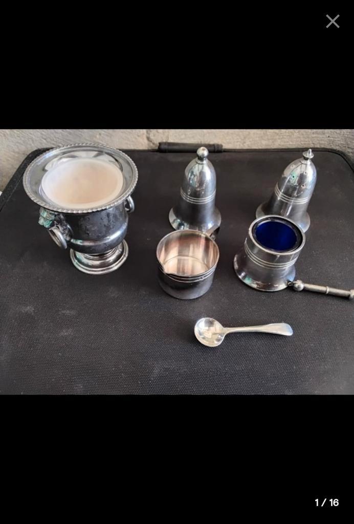 8-delige zilveren ontbijtset van 1920 Viners Ltd, Antiek en Kunst, Antiek | Zilver en Goud, Zilver, Ophalen of Verzenden