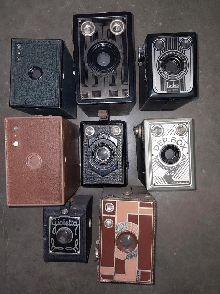 collectie van 8 vintage boxcamera's, Verzamelen, Foto-apparatuur en Filmapparatuur, Ophalen