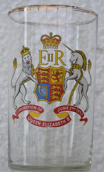 Souvenir Drinkglas, Corronation Queen Elisabeth II 1953 beschikbaar voor biedingen