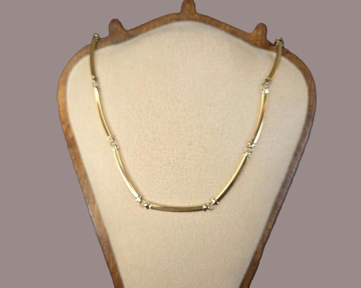 Gouden vintage schakel collier. 2025/797., Handtassen en Accessoires, Kettingen, Zo goed als nieuw, Goud, Goud, Verzenden