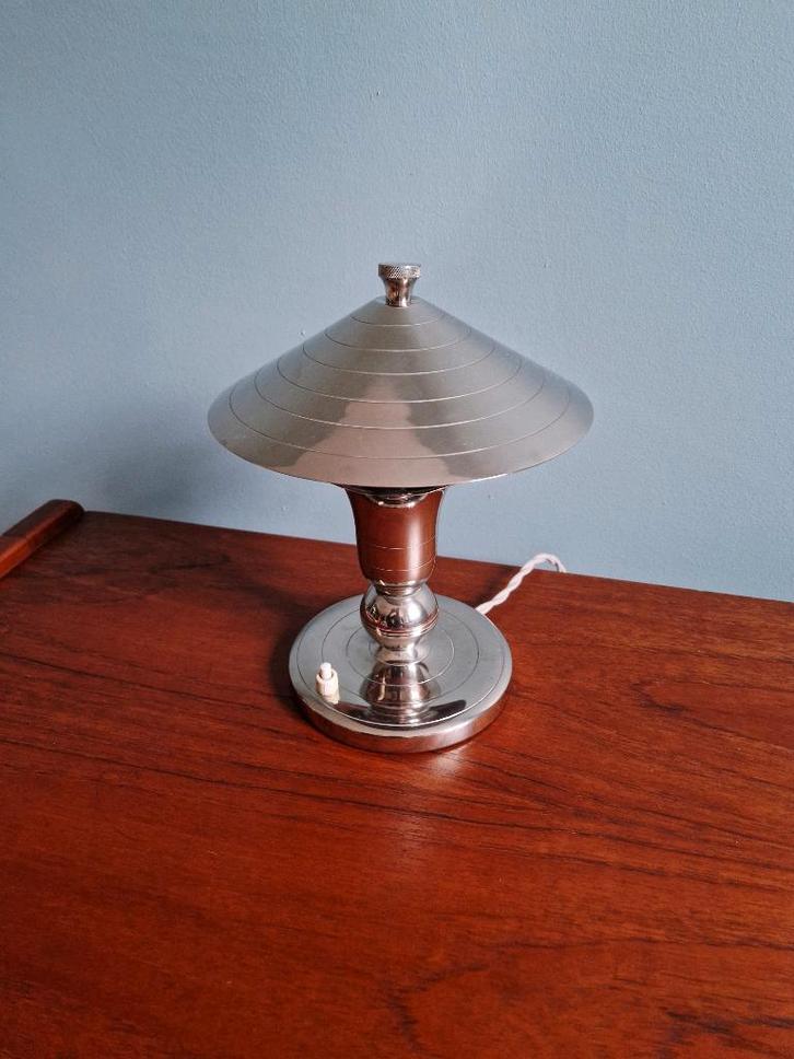 Lampe Art Déco en métal nickelé, Gersyl (Belgium), 1920-30, Antiquités & Art, Antiquités | Éclairage, Enlèvement ou Envoi