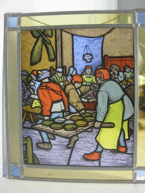 Vintage - Glasraam van Breugel " De boerenbruiloft "., Antiek en Kunst, Curiosa en Brocante, Ophalen of Verzenden