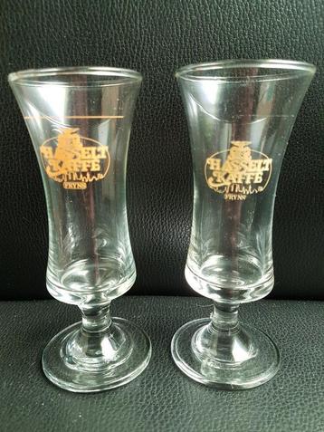 Glazen Hasseltse koffie 2 stuks, Verzamelen, Glas en Drinkglazen, Ophalen, Gebruikt, Overige typen