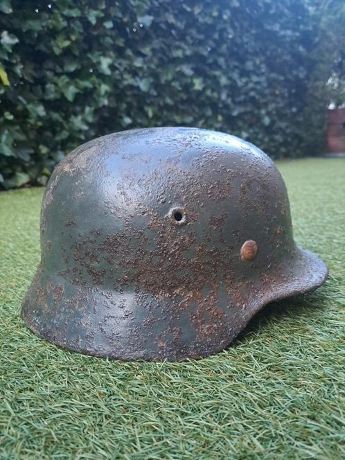 SD m40 camo helm ET66, Verzamelen, Militaria | Tweede Wereldoorlog, Landmacht, Helm of Baret, Ophalen of Verzenden