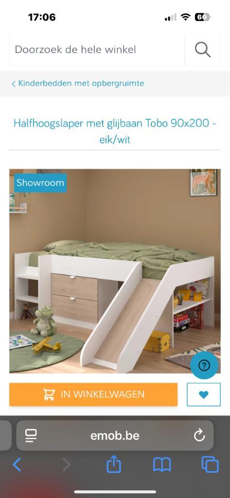 Halfhoogslaper met glijbaan., Kinderen en Baby's, Kinderkamer | Stapelbedden en Hoogslapers, Gebruikt, Halfhoogslaper, Ophalen