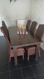 6 rotan eetkamerstoelen merk loom in perfecte staat, Huis en Inrichting, Stoelen, Ophalen, Bruin, Riet of Rotan, Vijf, Zes of meer stoelen