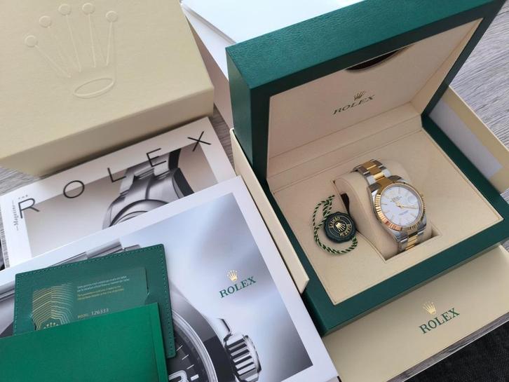 Rolex Date just 126333 Nieuw Box & Papers, Handtassen en Accessoires, Horloges | Heren, Nieuw, Polshorloge, Rolex, Goud, Goud