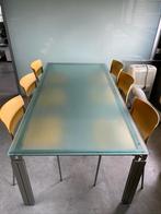 Glazen tafel met stoelen, 50 tot 100 cm, 150 tot 200 cm, Glas, modern, strak, Gebruikt