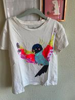 Wit t-shirt met kleurrijke vogel maat 122/128, Ophalen of Verzenden