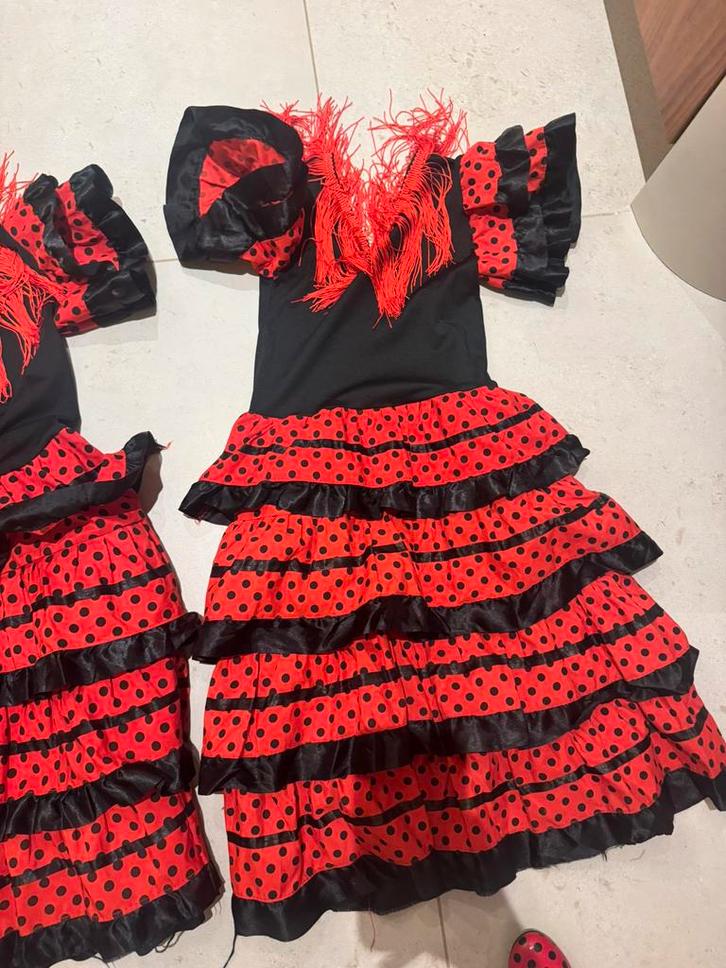 Spaanse jurk met hakken (2-7jaar), Kleding | Dames, Carnavalskleding en Feestkleding, Zo goed als nieuw, Ophalen of Verzenden