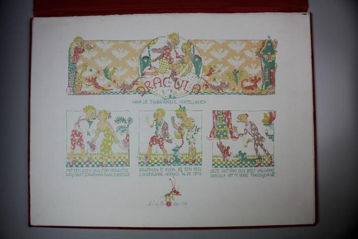 Luk Duflou  - Dracula map - linosneden in kleur nr. 27/28, Antiek en Kunst, Kunst | Litho's en Zeefdrukken, Ophalen of Verzenden
