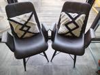 2 Lederen PU stoelen donkerbruin, Huis en Inrichting, Stoelen, Gebruikt, Twee, Bruin, Leer