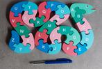 Puzzle en bois avec lettres et chiffres, Enlèvement ou Envoi, 10 à 50 pièces, Comme neuf, En bois