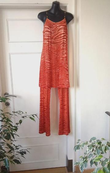 Groovy Seventies oranje / roestbruine outfit, maatje S