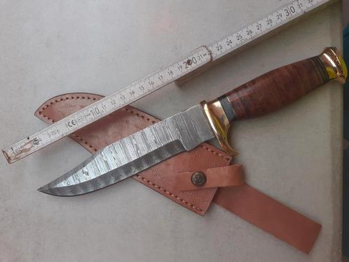 Damascus mes ka-bar stijl, Caravans en Kamperen, Kampeergereedschap, Zo goed als nieuw, Ophalen of Verzenden