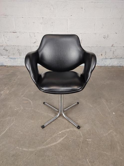 Vintage zwart zeteltje / stoel in skai, Huis en Inrichting, Stoelen, Zo goed als nieuw, Zwart, Ophalen of Verzenden
