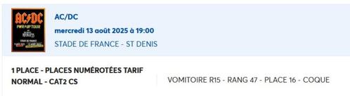 Concert ACDC Paris 13 aout 2025, Tickets en Kaartjes, Concerten | Rock en Metal, Eén persoon, Augustus, Hard Rock of Metal