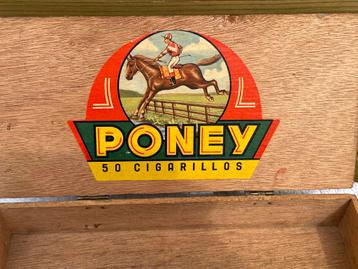 Boîte à cigares bois Poney, tabac, cheval, jockey, jumping