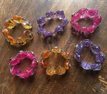Set van 6 stuks kleurrijke serviet ringen Boho Style