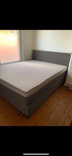 Boxspring tweepersoonsbed grijs 160 x 200cm, Huis en Inrichting, Slaapkamer | Boxsprings, 160 cm, Grijs, Zo goed als nieuw, Ophalen