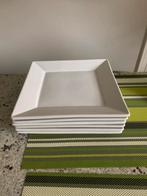 6 vierkante borden 22 x 22 cm wit porselein, Huis en Inrichting, Bord(en), Ophalen of Verzenden, Porselein