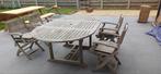 Tuinset teak inclusief 4 stoelen en kussens, Ophalen, Gebruikt, Tuinset