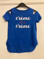 Blauwe t-shirt 'crème de la crème' - tailleert maat 134, Enfants & Bébés, Vêtements enfant | Taille 134, Enlèvement ou Envoi, Utilisé