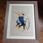 Muurdecoratie met oud volksspel HOEPELEN in kruissteek, Verzenden