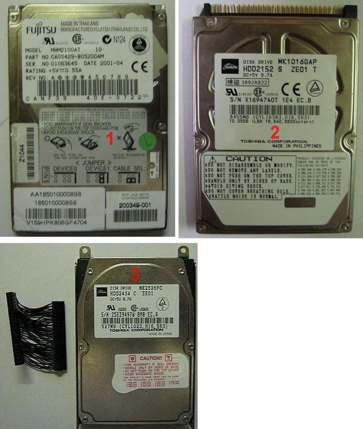 Disques durs anciens, Computers en Software, Harde schijven, Gebruikt, Laptop, PATA, Ophalen of Verzenden