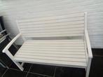 Witte tuin bank en tafel, Tuin en Terras, Tuintafels, Ophalen, Zo goed als nieuw, Rechthoekig, Hout