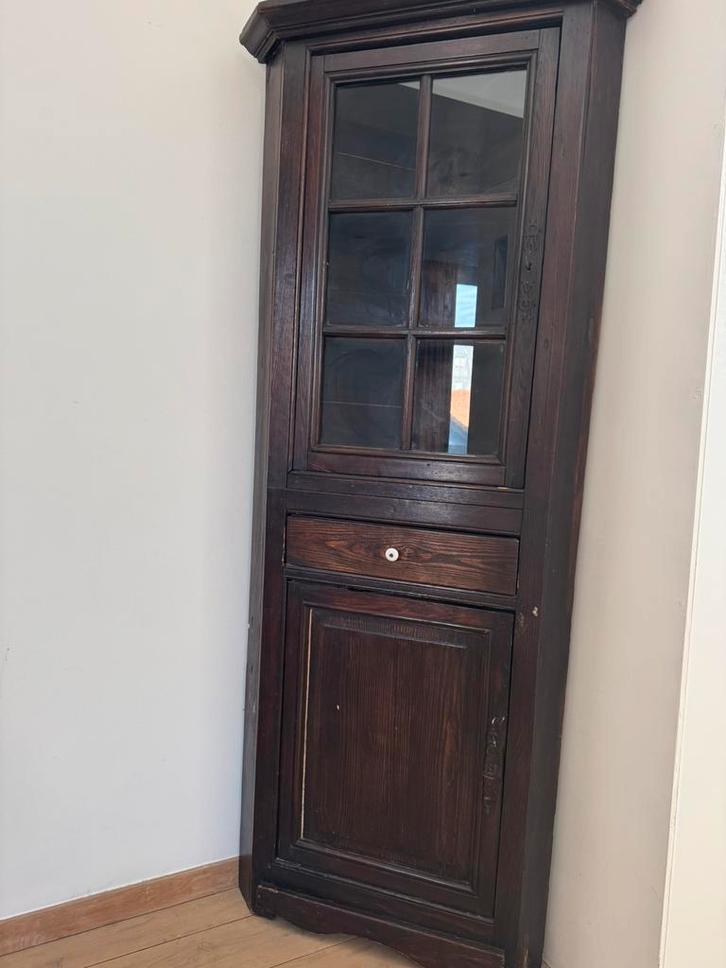 Prachtig antiek hoekkastje – elegant en karaktervol, Huis en Inrichting, Kasten | Vitrinekasten, Gebruikt, 150 tot 200 cm, 50 tot 100 cm