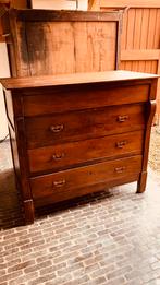 KAST Antiek Hout Bruin 4 lades, Antiek en Kunst, Ophalen