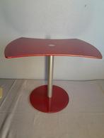 Vintage salontafel met glazen tafelblad en voet - Rode kleur, Huis en Inrichting, Ophalen of Verzenden, Zo goed als nieuw