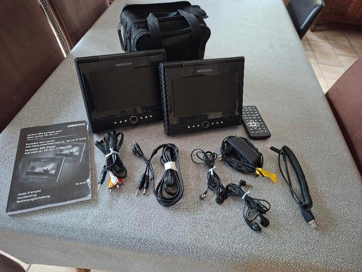 Draagbare DVD-speler met 2 schermen, Audio, Tv en Foto, DVD spelers, Gebruikt, Dvd-speler, Overige merken, Draagbaar, Ophalen