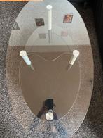 Table de salon ovale en verre long 110 larg 60 hauteur 43, Métal, Ovale, Utilisé