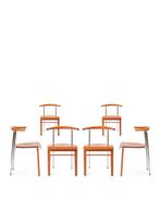 Ensemble de 6 chaises design en bois de cerisier, Brun, Bois, Envoi, Cinq, Six Chaises ou plus
