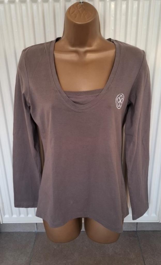Taupe Kleurige Longsleeve van Esprit Sports - 38/40, Kleding | Dames, T-shirts, Gedragen, Maat 38/40 (M), Bruin, Lange mouw, Ophalen of Verzenden