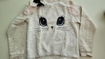 Ecru sweater met konijntje - H&M - maat 122-128 (7/8 jaar)