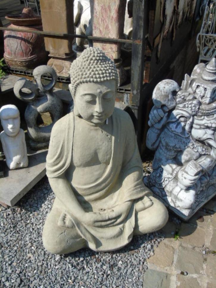 Buddha zittend groot stenen model reconstitueren superprijs, Tuin en Terras, Tuinbeelden, Nieuw, Boeddhabeeld, Steen, Ophalen