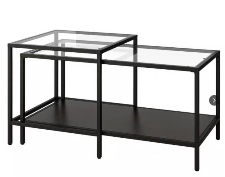Table Gigogne VITTSJO ikea, Huis en Inrichting, Tafels | Salontafels, Zo goed als nieuw, Minder dan 50 cm, Rechthoekig, Glas, Metaal