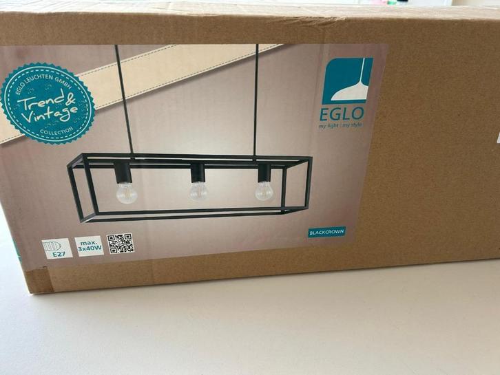prachtige zwarte hanglamp BLACKCROWN van EGLO, Huis en Inrichting, Lampen | Hanglampen, Nieuw, 50 tot 75 cm, Glas, Kunststof, Ophalen