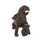 Kleine bronzen draak of hond van Fô met metgezel - Azië, Ophalen of Verzenden, Brons