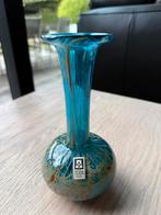 Mdina 'Blue Crizzle' Maltese blauwe en gele glazen vaas, Ophalen