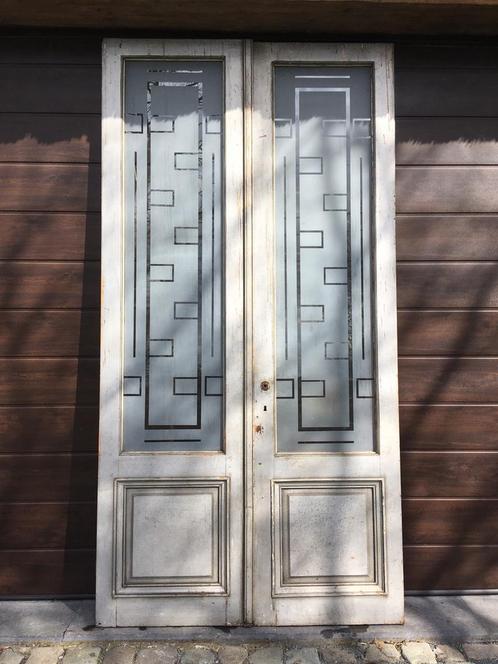 héél hoge antieke dubbele ensuite deuren, Doe-het-zelf en Bouw, Deuren en Vliegenramen, Gebruikt, Glas, Ophalen