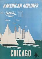 Affiche Sabena American Airlines Chicago luchtvaart, Antiek en Kunst, Ophalen of Verzenden