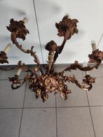 Zware bronzen luchter., Maison & Meubles, Lampes | Lustres, Comme neuf, Enlèvement ou Envoi